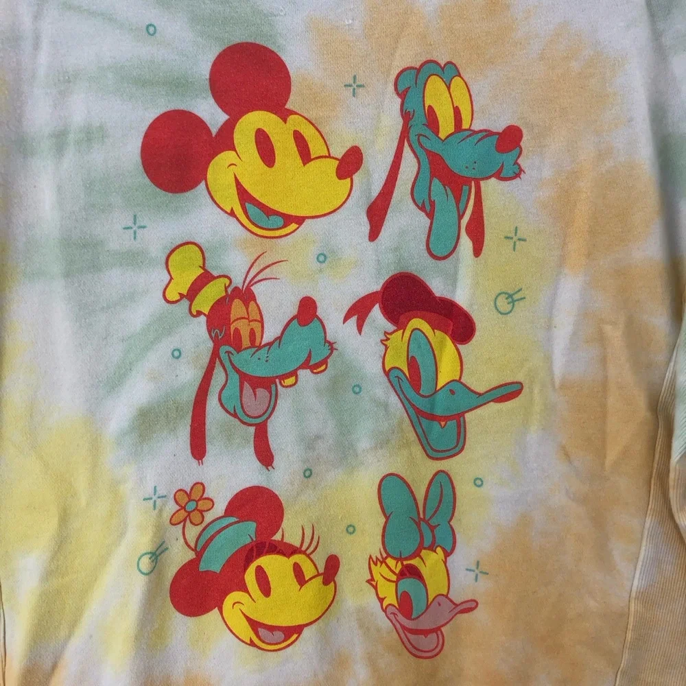 Disney Sweatshirt Girls XXL Fits Womens Medium Tye Dye Mickey Donald Goofy Daisy